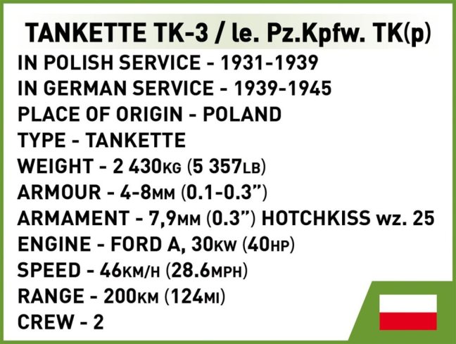 COBI 2658 II WW Tankette TK-3, 1:28, 323 k, 1 f