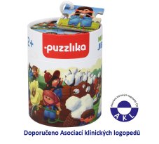 Puzzlika 14231 Výroba džínů - naučné dějové puzzle 15 dílků