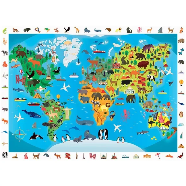 Sentosphere Puzzle - mapa světa se zvířaty