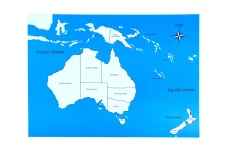 Kontrolní mapa - Australie Nová - s popisky