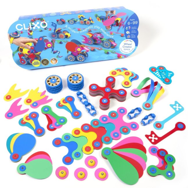 CLIXO Wheel Creator - magnetická stavebnice 72 kusů