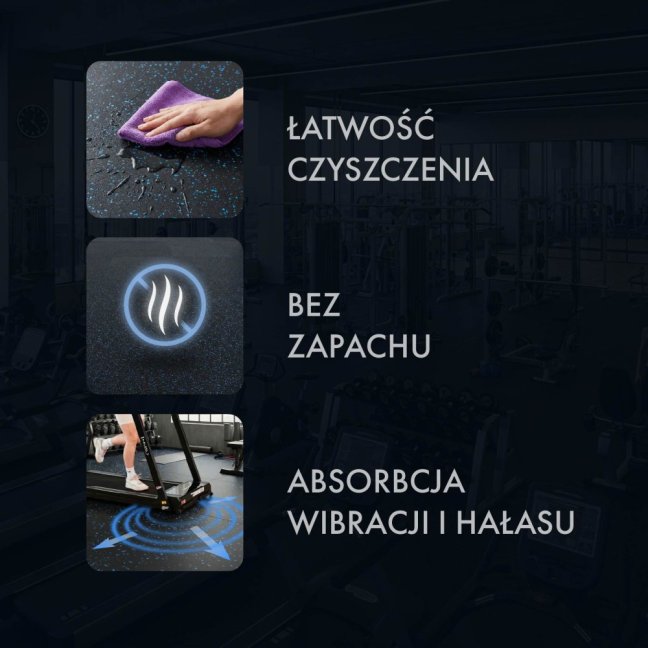 Gumová fitness podlaha AbiFloor POS15 černá / modrá - 2. jakost