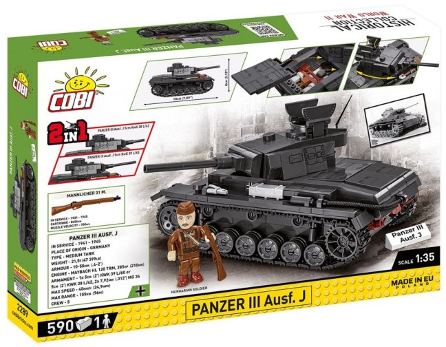 COBI 2289 II WW Panzer III Ausf J, 1:35, 590 k, 1 f