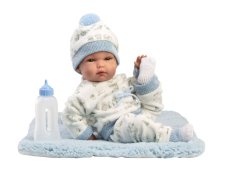 Llorens 63509 NEW BORN CHLAPEČEK - realistická panenka miminko s celovinylovým tělem - 35 cm