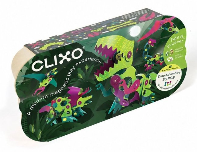 CLIXO Dino Adventure - magnetická stavebnice 36 kusů