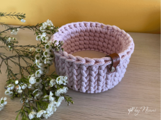 Háčkovaný košík - KULATÝ 16 x 9 cm