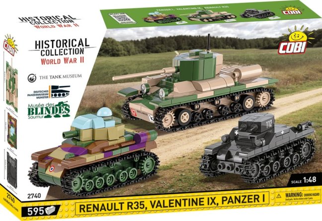 COBI 2740 3 tanky: Panzer I, Valentine IX, Renault R, 1:35, The Tank Museum, Les Blindes in Saumur, DPM, 620 k