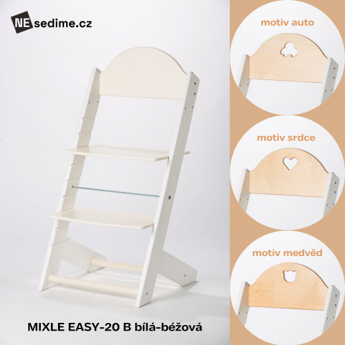 Rostoucí židle MIXLE EASY-20 B - Vybraná barva pro rostoucí židli MIXLE typu B: bílá/přírodní