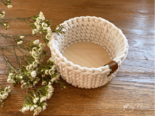 Háčkovaný košík - KULATÝ 16 x 8 cm