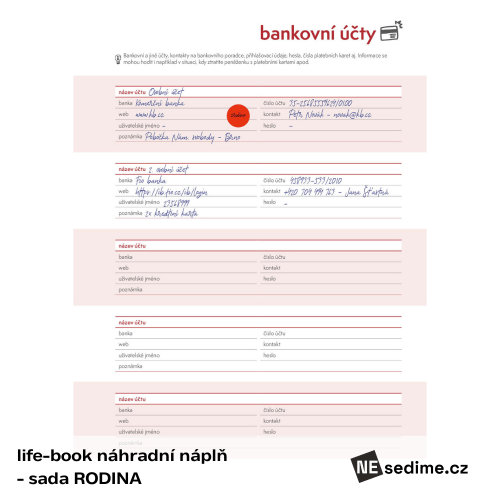 life-book náhradní náplň - sada RODINA (60 listů)