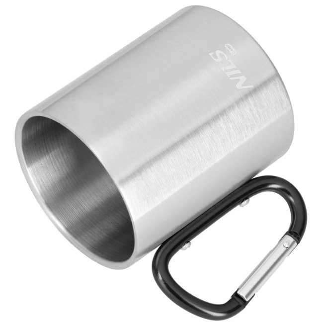 Kempingový hrnek NILS Camp NC17110 s karabinou 300ml černý