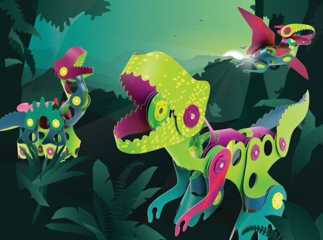CLIXO Dino Discovery - magnetická stavebnice 22 kusů