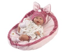 Llorens 74134 NEW BORN - realistická panenka miminko se zvuky a měkkým látkovým tělem - 42 cm