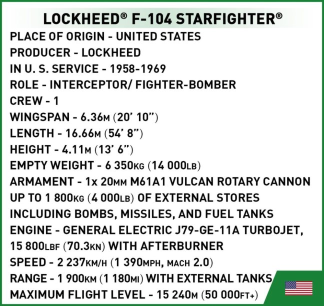 COBI 2426 Vietnam War Lockheed F-104 Starfighter, 1:48, 430 k