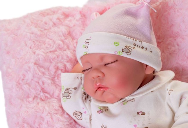 Antonio Juan 3348 LUNA - spící realistická panenka miminko s měkkým látkovým tělem - 42 cm