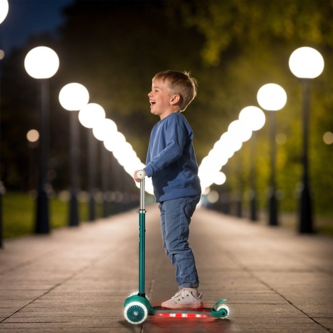 Dětská tříkolová koloběžka NILS Fun HLB1310 s LED zelená