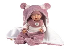 Llorens 74130 NEW BORN - realistická panenka miminko se zvuky a měkkým látkovým tělem - 42 cm