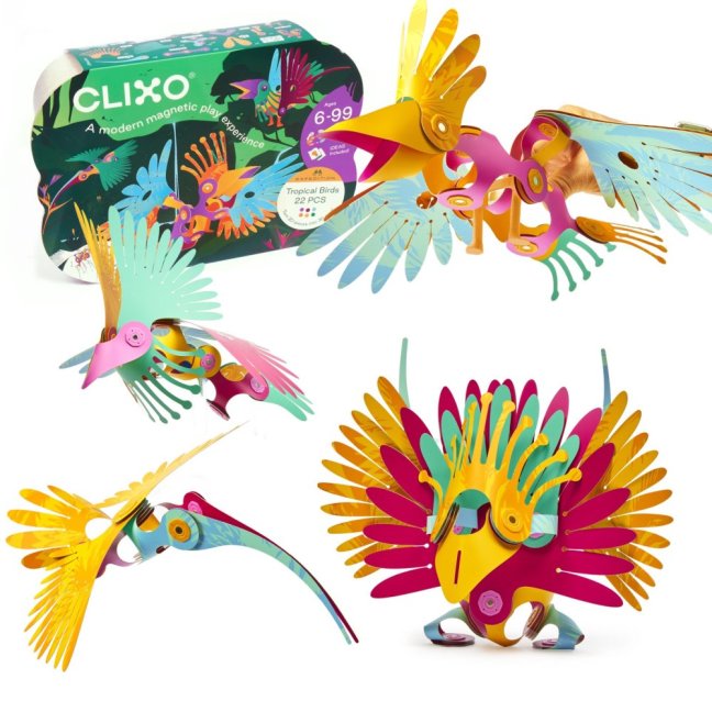 CLIXO Tropical Birds - magnetická stavebnice 22 kusů