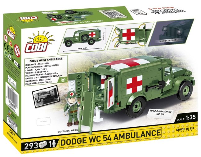 COBI 2257 II WW Dodge WC 54 sanitka D-DAY, 1:35, 293 k, 1 f