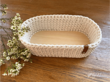 Háčkovaný košík - OVÁL 31 x 16 x 10 cm