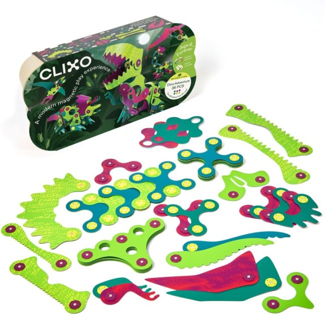 CLIXO Dino Adventure - magnetická stavebnice 36 kusů