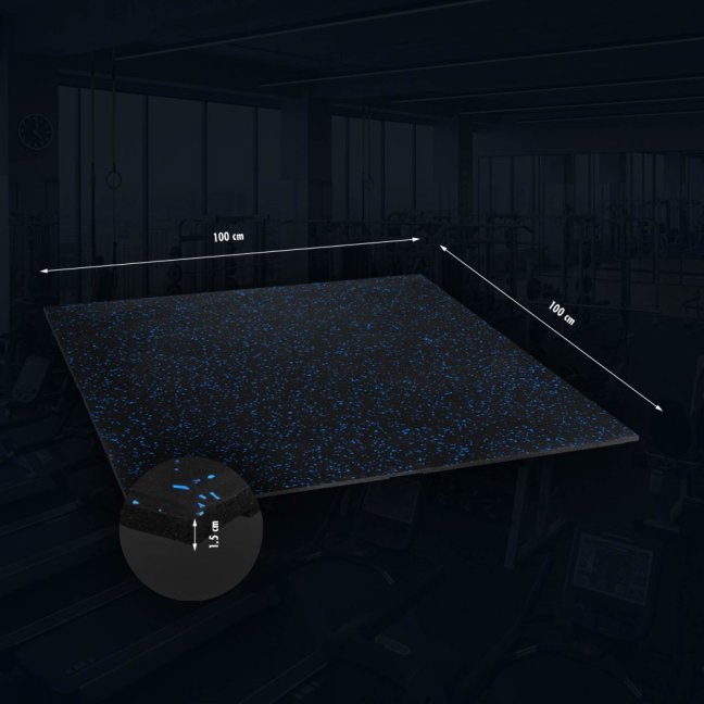 Gumová fitness podlaha AbiFloor POS15 černá / modrá - 2. jakost