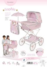 DeCuevas 82075 Skládací kočárek pro panenky REBORN se slunečníkem a doplňky Sophie 2025 - 90 cm