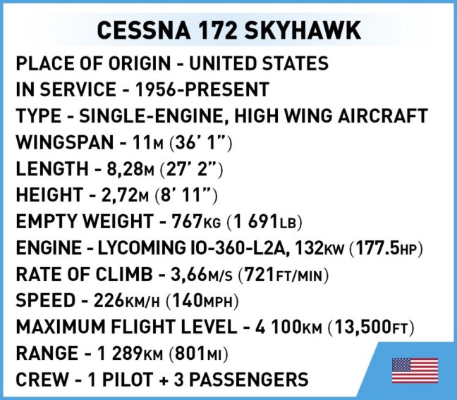 COBI 26620 Cessna 172 Skyhawk, 1:48, 160 k