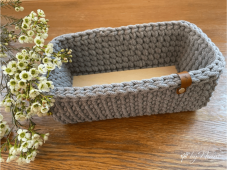 Háčkovaný košík - OBDÉLNÍK 25 x 13 x 10 cm