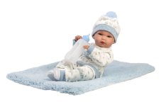 Llorens 63509 NEW BORN CHLAPEČEK - realistická panenka miminko s celovinylovým tělem - 35 cm