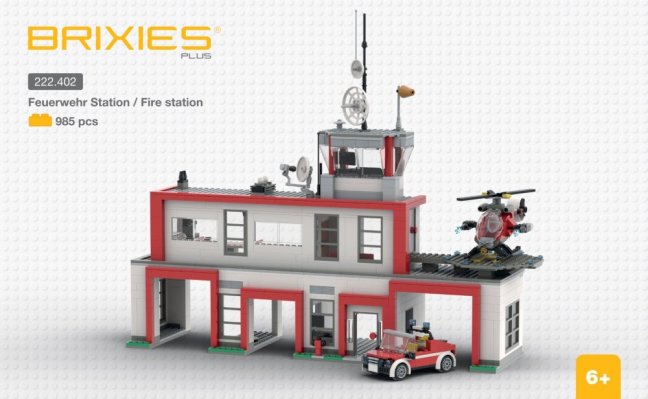 BRIXIES Plus 222.402 Hasičská stanice s vrtulníkem a vozidlem, 985 k