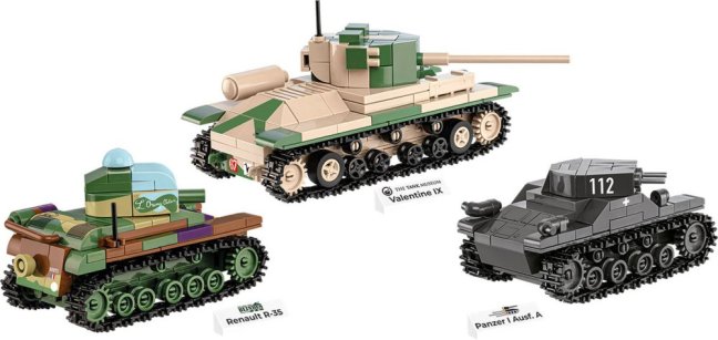 COBI 2740 3 tanky: Panzer I, Valentine IX, Renault R, 1:35, The Tank Museum, Les Blindes in Saumur, DPM, 620 k
